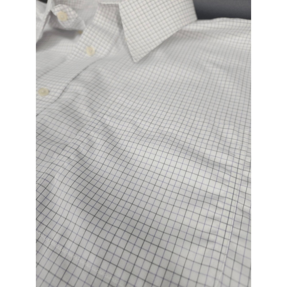 Jos. A. Bank Travelers Collection Shirt Mens 18.5 35 White Blue Check Cotton